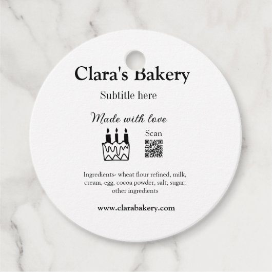 Backkuchen mit Zutaten aus Liebe q r Geschenkanhänger (Vorderseite)