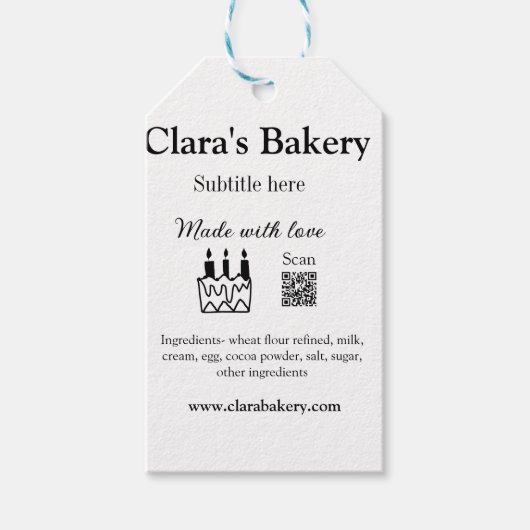 Backkuchen mit Zutaten aus Liebe q r Geschenkanhänger (Vorderseite)