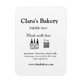 Backkuchen mit Zutaten aus Liebe q r Magnet