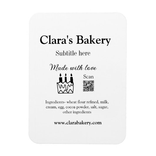 Backkuchen mit Zutaten aus Liebe q r Magnet (Vertikal)