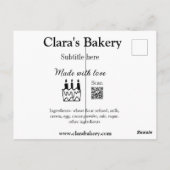 Backkuchen mit Zutaten aus Liebe q r Postkarte (Rückseite)