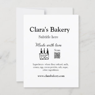 Backkuchen mit Zutaten aus Liebe q r Postkarte
