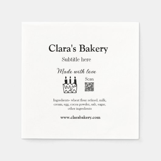 Backkuchen mit Zutaten aus Liebe q r Serviette (Vorderseite)