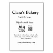 Backkuchen mit Zutaten aus Liebe q r Tischnummer (Rückseite)