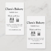 Backkuchen mit Zutaten aus Liebe q r Visitenkarte (Vorne/Hinten)