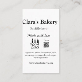 Backkuchen mit Zutaten aus Liebe q r Visitenkarte