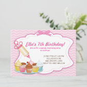 Backkuchen zum Entspannen Geburtstag Einladungen (Stehend Vorderseite)