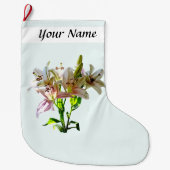 Backlit Pale Pink Lilies Großer Weihnachtsstrumpf (Vorderseite)