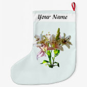 Backlit Pale Pink Lilies Großer Weihnachtsstrumpf (Rückseite)