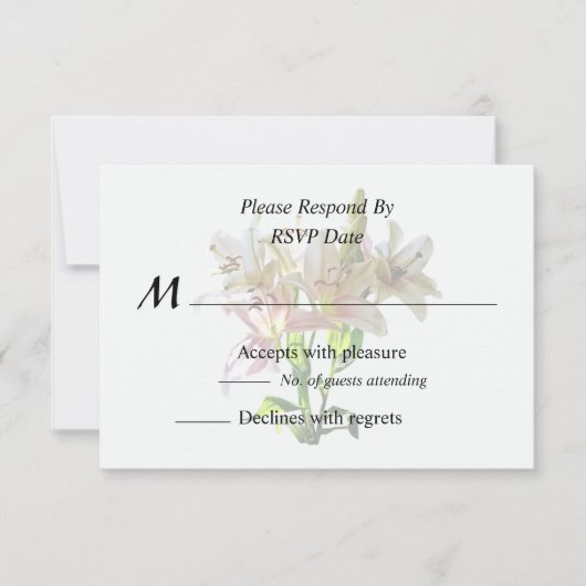 Backlit Pale Pink Lilies RSVP Karte (Vorderseite)