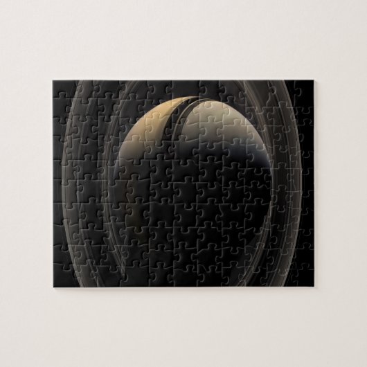 Backlit Saturn from Cassini Orbiter Puzzle (Horizontal)