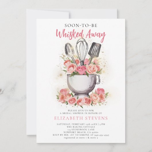 Backmischung Rose Brautparty weggeblasen Einladung (Vorderseite)