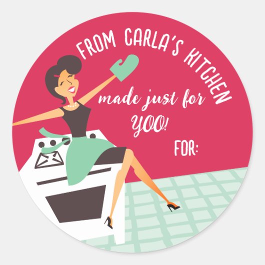 Backofen für Hausfrau aus der Küche Runder Aufkleber (Vorderseite)