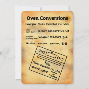 Backofen-Umrechnungstabelle Temperatur Flat Card