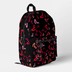 Backpack (ao) - Fragezeichen in Reds auf schwarz Bedruckter Rucksack