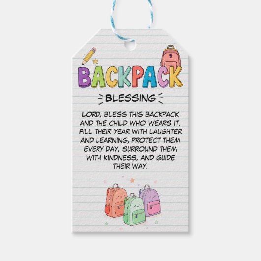 Backpack Blessing Double-Sided Tag Geschenkanhänger (Vorderseite)