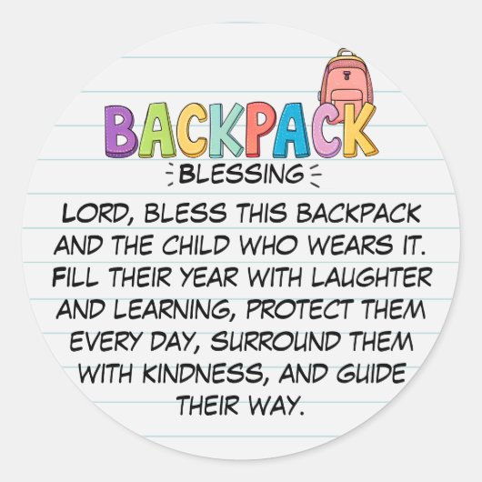 Backpack Blessing Prayer Sticker (Vorderseite)