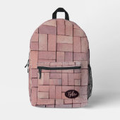 Backpack Brick Pattern mit Name Bedruckter Rucksack (Vorderseite)