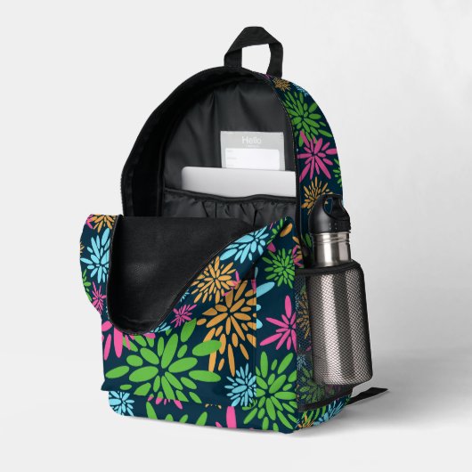 Backpack für abstrakte Fireworks-Blume Bedruckter Rucksack (Rückseitige Ecke links (Offen) )