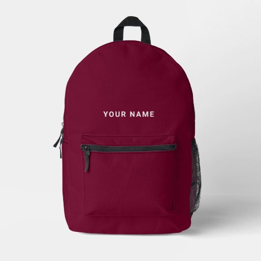 Backpack für Burgund-Individuelle Name Bedruckter Rucksack (Vorderseite)