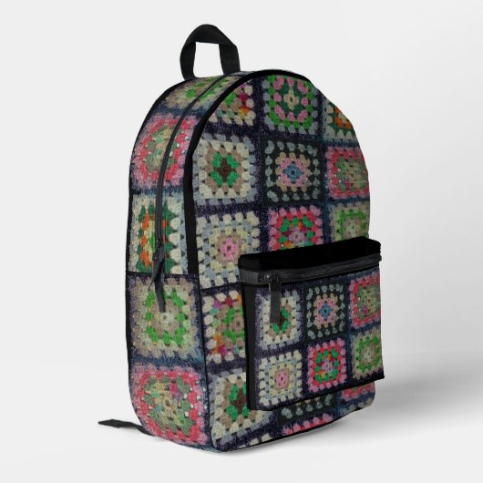 Backpack - Granny Square Crochet Pattern Bedruckter Rucksack (Rückseitige Ecke links)