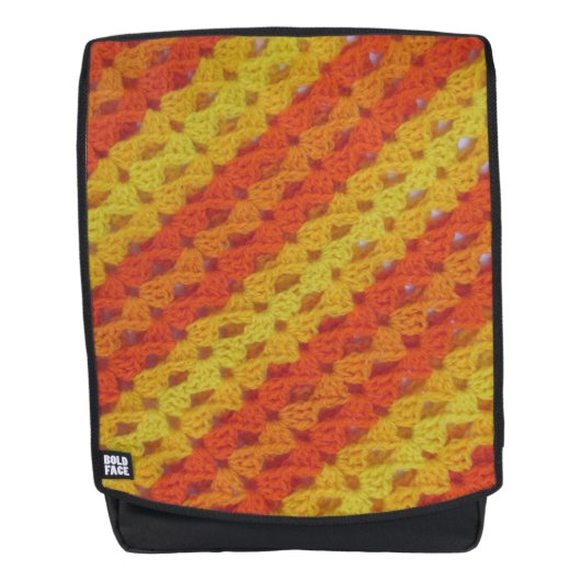 Backpack - Häkelmuster - Orangefarbene Muscheln Rucksack (Vorderseite)