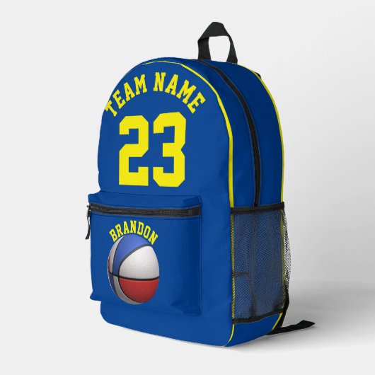 Backpack Kinder Basketballknaben blau Bedruckter Rucksack (Rückseitige Ecke Rechts)