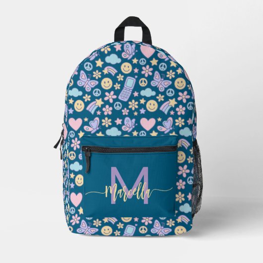Backpack Pastel Ästhetisches Muster mit anfänglich Bedruckter Rucksack (Vorderseite)