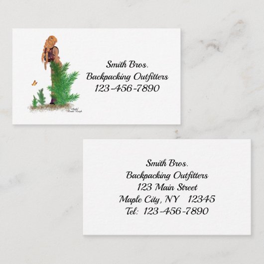 Backpack Redhead Hiker Girl Business Cards Visitenkarte (Vorne/Hinten)