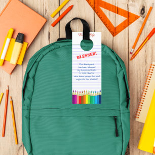 Backpack Sessing Colored Pencils Church Tag Türanhänger