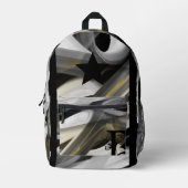 Backpack Trend Abstrakt Art Schwarz-weiß Gold Bedruckter Rucksack (Vorderseite)