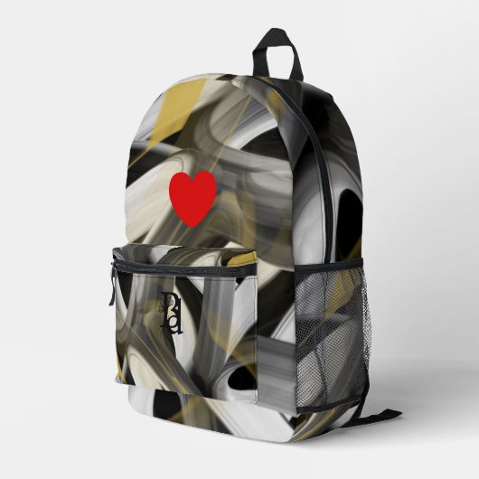 Backpack Trend Abstrakt Art Schwarz-weiß Gold Bedruckter Rucksack (Rückseitige Ecke Rechts)