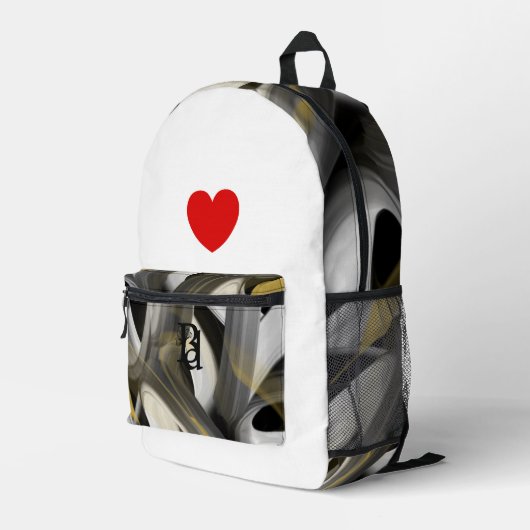 Backpack Trend Abstrakt Art Schwarz-weiß Gold Bedruckter Rucksack (Rückseitige Ecke Rechts)