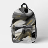 Backpack Trend Abstrakt Art Schwarz-weiß Gold Bedruckter Rucksack (Vorderseite)