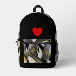 Backpack Trend Abstrakt Art Schwarz-weiß Gold Bedruckter Rucksack
