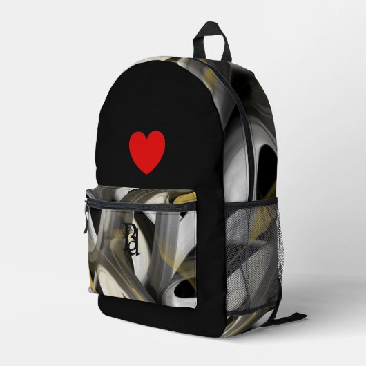 Backpack Trend Abstrakt Art Schwarz-weiß Gold Bedruckter Rucksack (Rückseitige Ecke Rechts)
