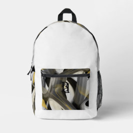 Backpack Trend Abstrakt Art Schwarz-weiß Gold Bedruckter Rucksack
