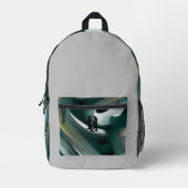 Backpack Trend Abstrakt Art Schwarz-weiß grün Bedruckter Rucksack (Vorderseite)