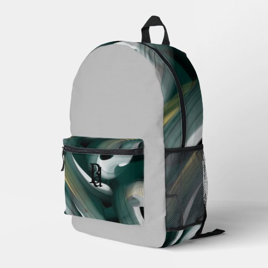 Backpack Trend Abstrakt Art Schwarz-weiß grün Bedruckter Rucksack (Rückseitige Ecke Rechts)