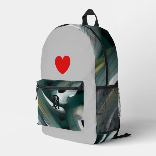 Backpack Trend Abstrakt Art Schwarz-weiß grün Bedruckter Rucksack (Rückseitige Ecke Rechts)