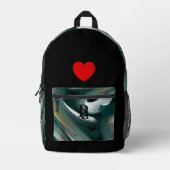 Backpack Trend Abstrakt Art Schwarz-weiß grün Bedruckter Rucksack (Vorderseite)