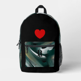 Backpack Trend Abstrakt Art Schwarz-weiß grün Bedruckter Rucksack