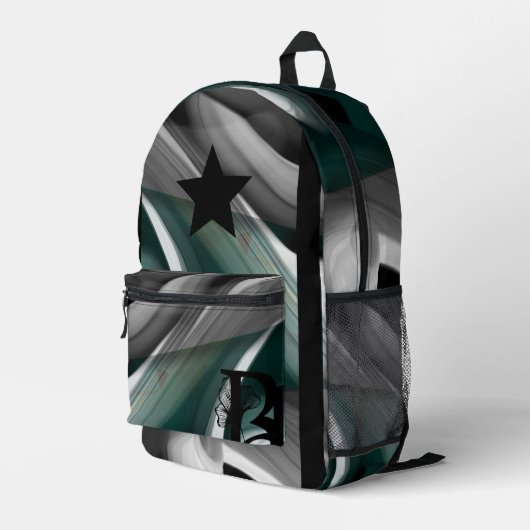 Backpack Trend Abstrakt Art Schwarz-weiß grün Bedruckter Rucksack (Rückseitige Ecke Rechts)