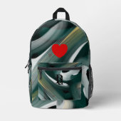 Backpack Trend Abstrakt Art Schwarz-weiß grün Bedruckter Rucksack (Vorderseite)