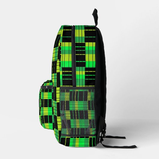 Backpack With Green and Black Plaid Pattern Bedruckter Rucksack (Rechts)