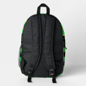 Backpack With Green and Black Plaid Pattern Bedruckter Rucksack (Rückseite)