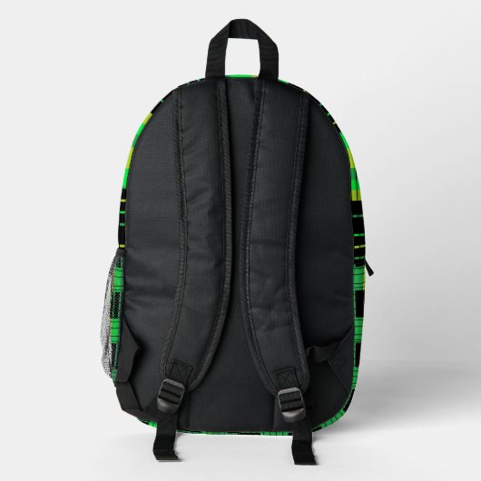 Backpack With Green and Black Plaid Pattern Bedruckter Rucksack (Rückseite)