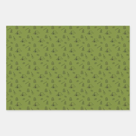 Backpack Zelt Bushcraft Camping Muster Geschenkpapier Set (Vorderseite 3)