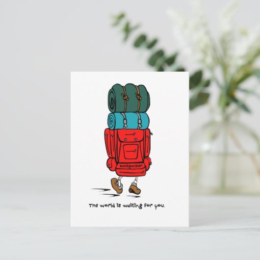 Backpacker Postkarte (Stehend Vorderseite)