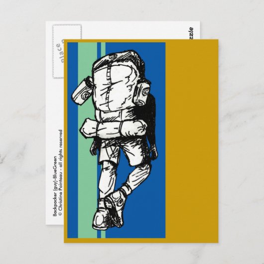 Backpacker (Typ)-BlueGreen Postkarte (Vorne/Hinten)
